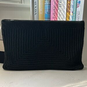 40s Black Woven Cord Clutch